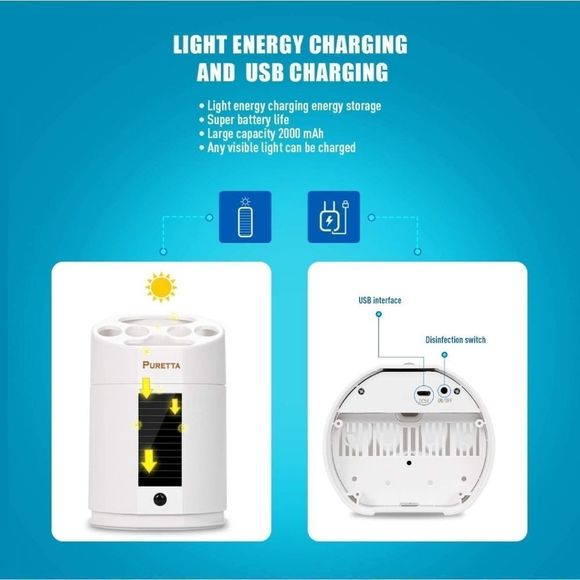 Toothbrush Holder UV for Toothbrush Solar Energy with 4 Toothbrush Slots - Picture 3 of 4